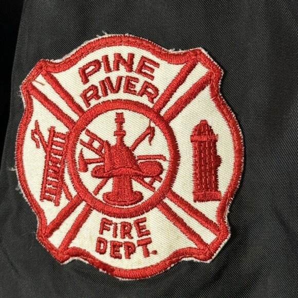 Vintage Pine River Fire Dept Jacket Mens Medium Birdie Bomber Black 90s - Picture 5 of 11